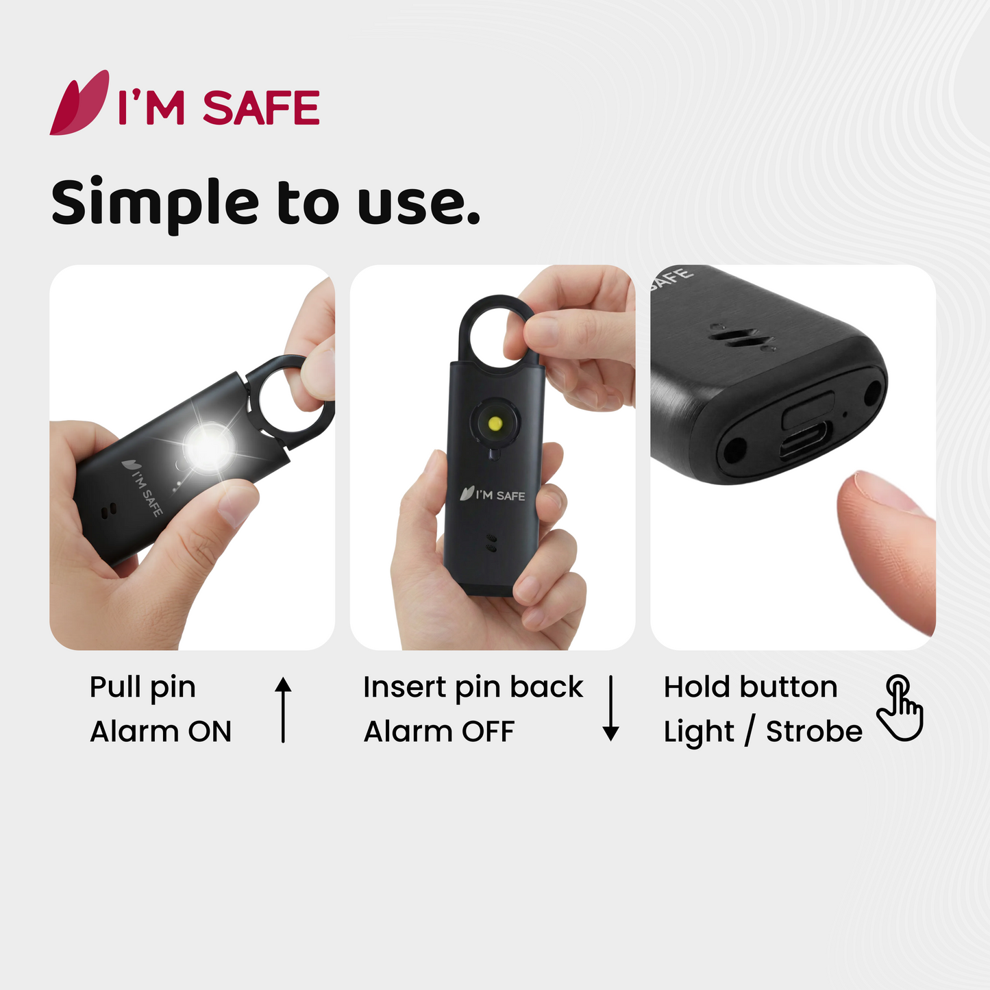 I'M SAFE Personal Safety Alarm – Metal Edition