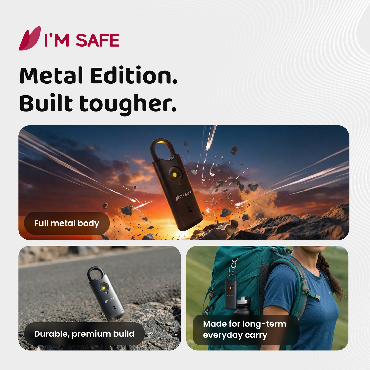 I'M SAFE Personal Safety Alarm – Metal Edition