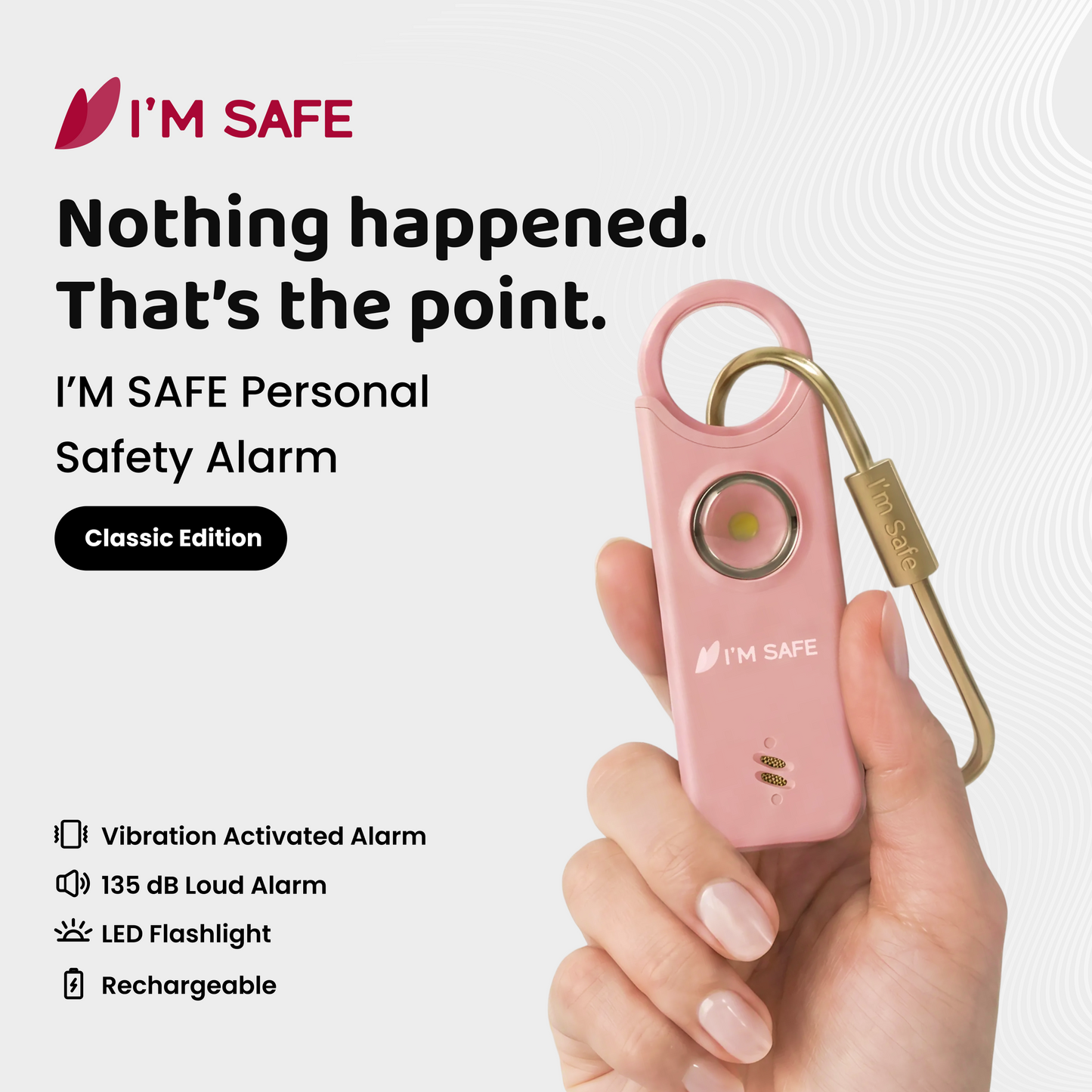 I'M SAFE Personal Safety Alarm Classic | 135 dB Loud Siren