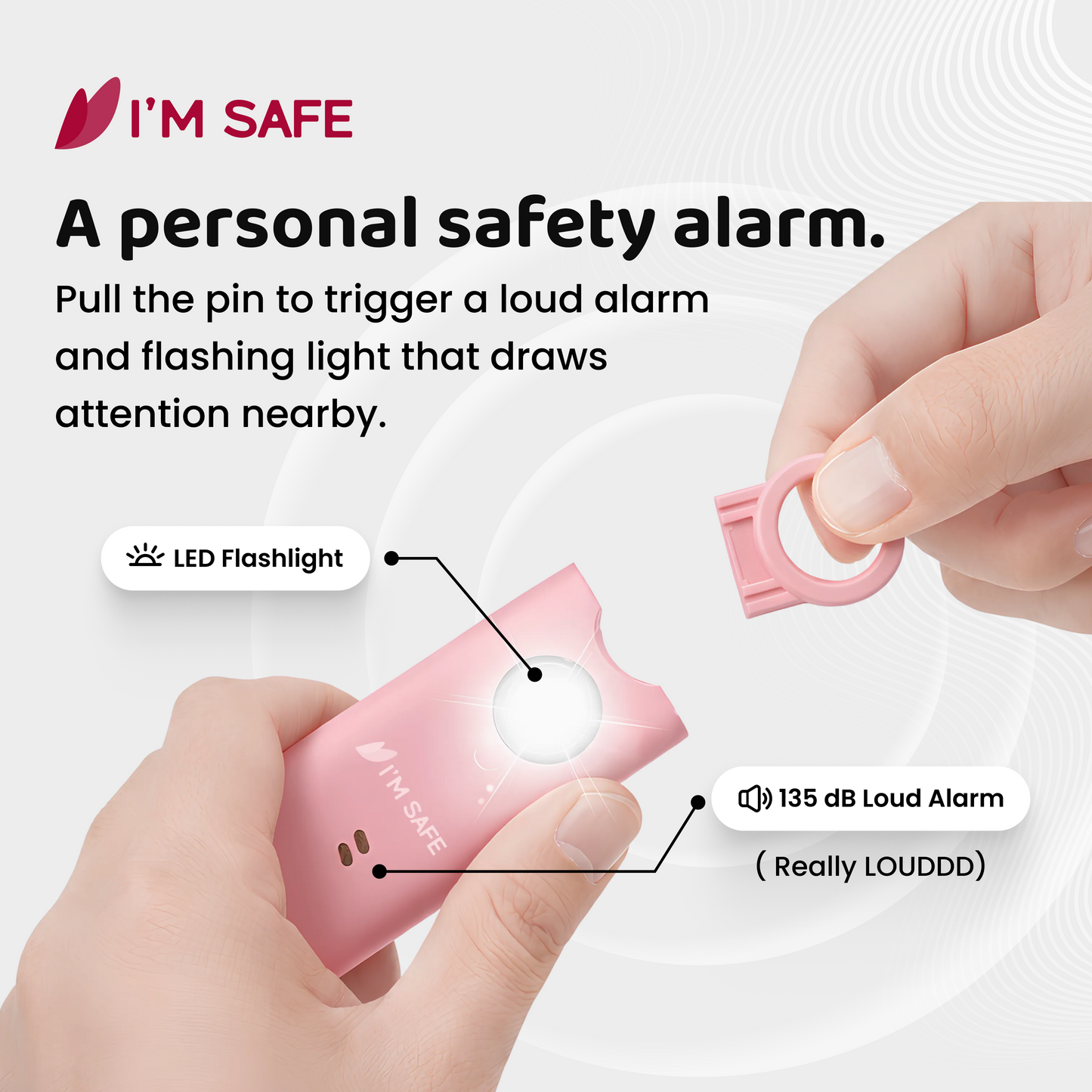 I'M SAFE Personal Safety Alarm Classic | 135 dB Loud Siren
