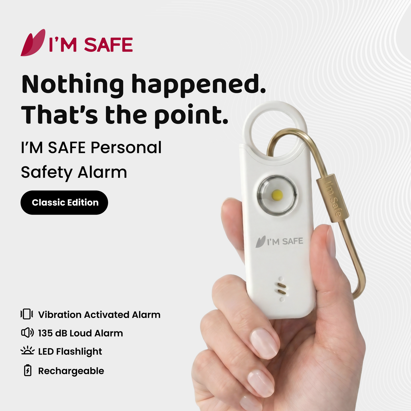 I'M SAFE Personal Safety Alarm Classic | 135 dB Loud Siren