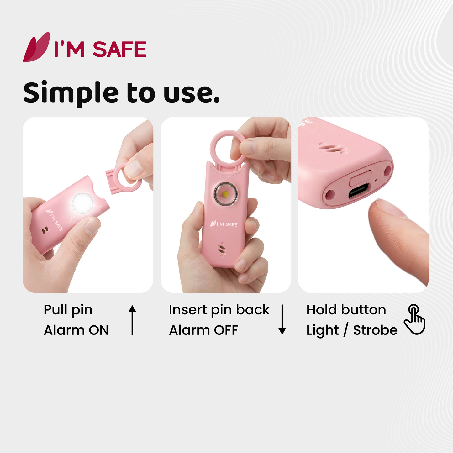 I'M SAFE Personal Safety Alarm Classic | 135 dB Loud Siren