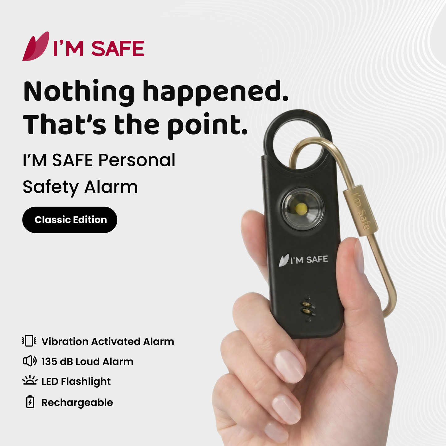 I'M SAFE Personal Safety Alarm Classic | 135 dB Loud Siren