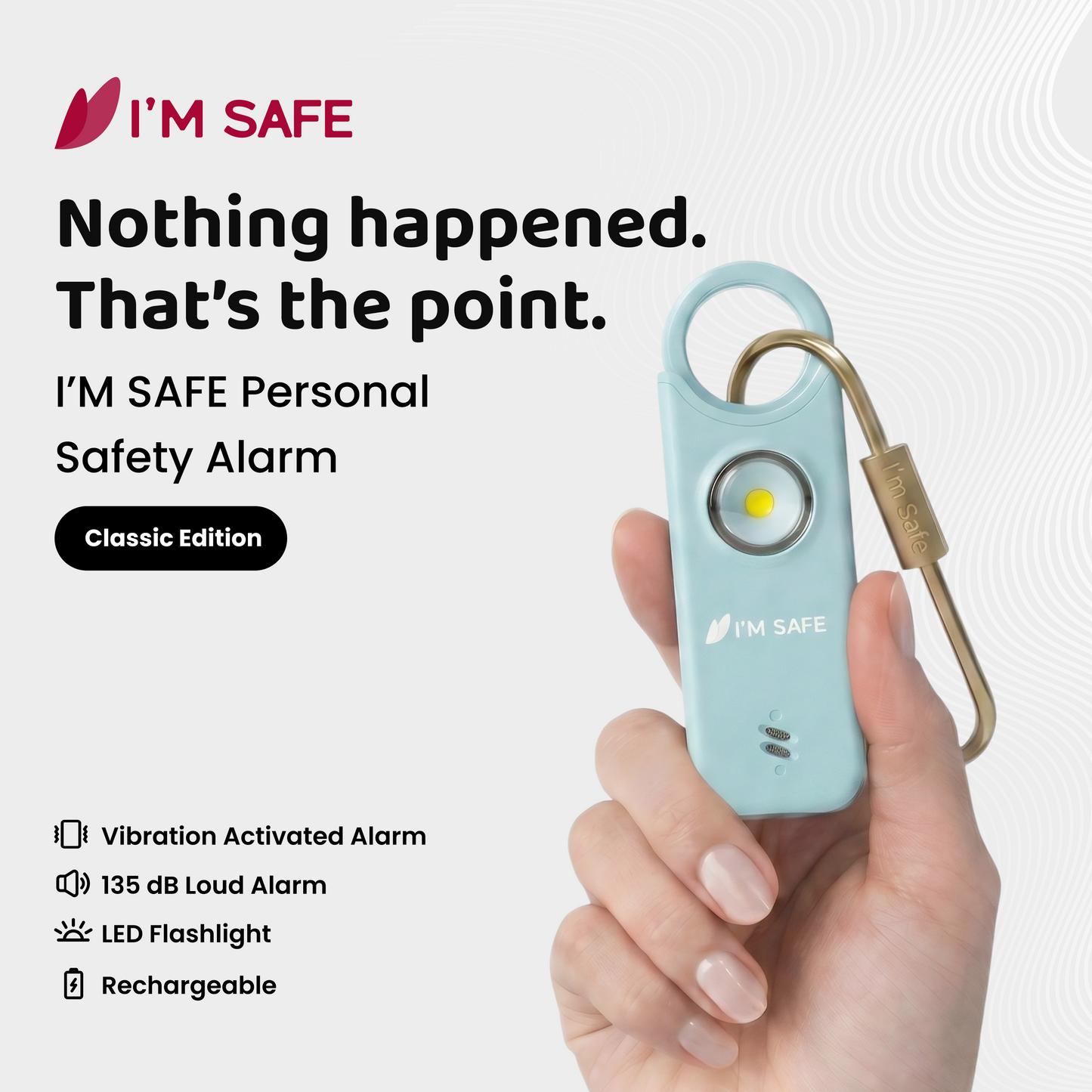 I'M SAFE Personal Safety Alarm Classic | 135 dB Loud Siren
