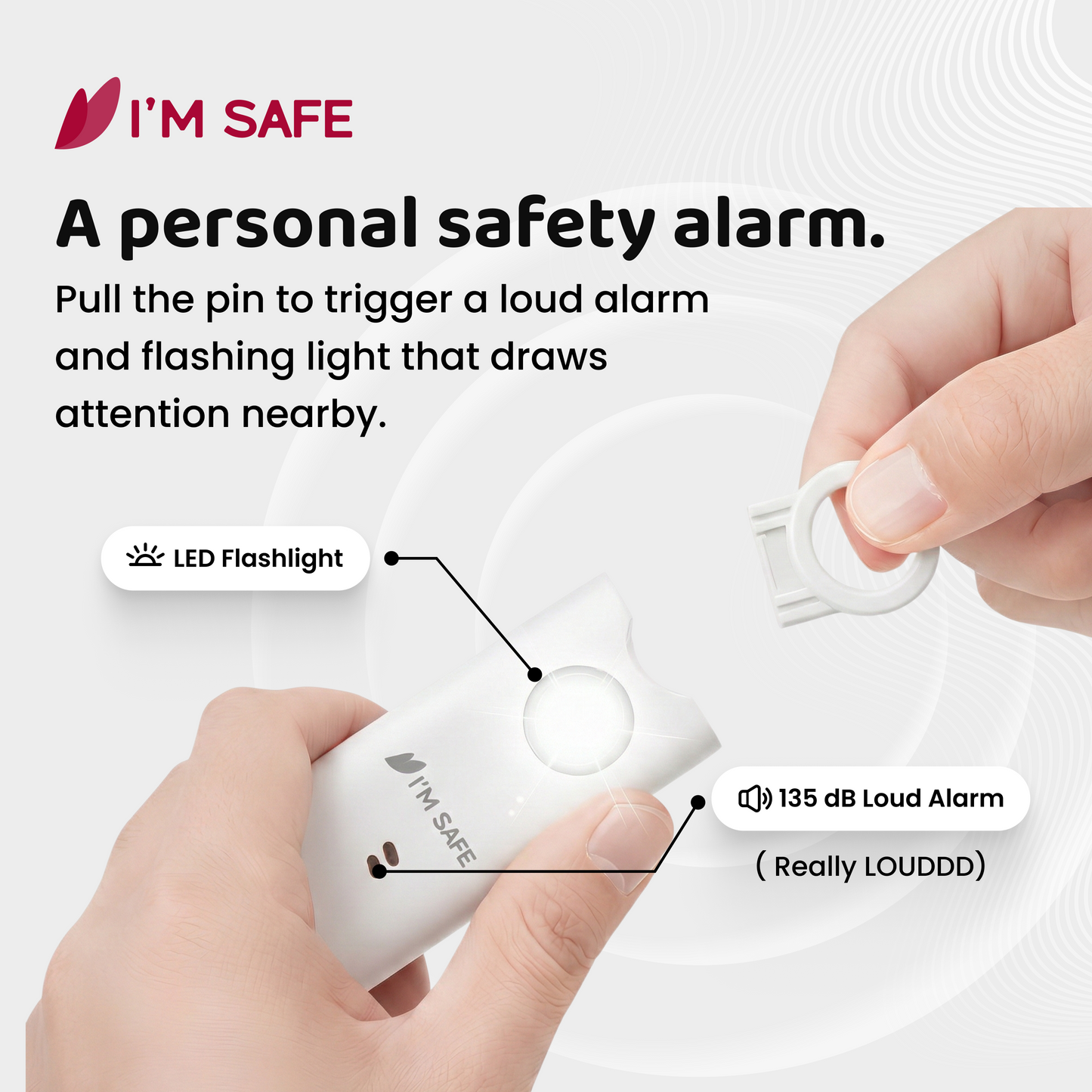 I'M SAFE Personal Safety Alarm Classic | 135 dB Loud Siren