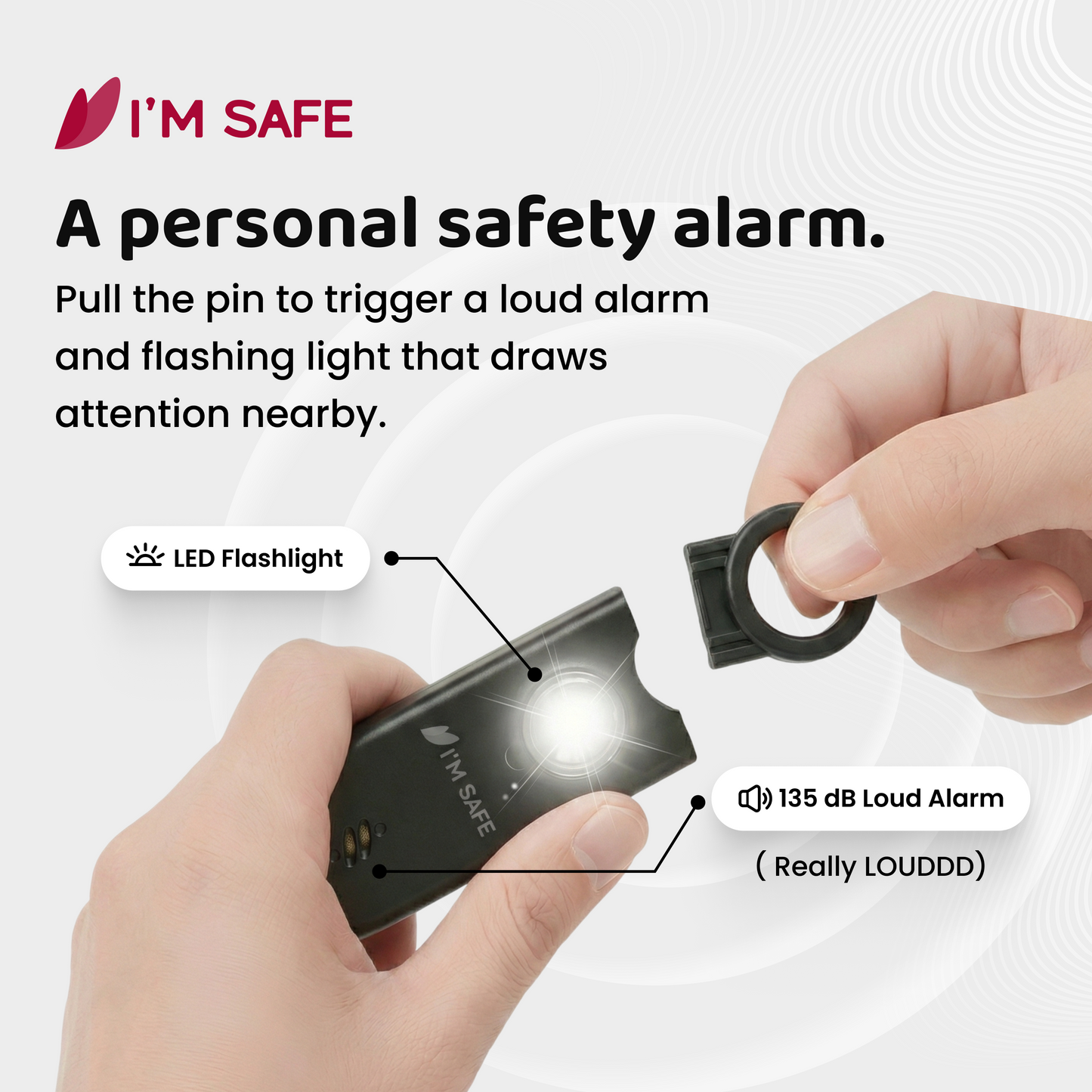 I'M SAFE Personal Safety Alarm Classic | 135 dB Loud Siren