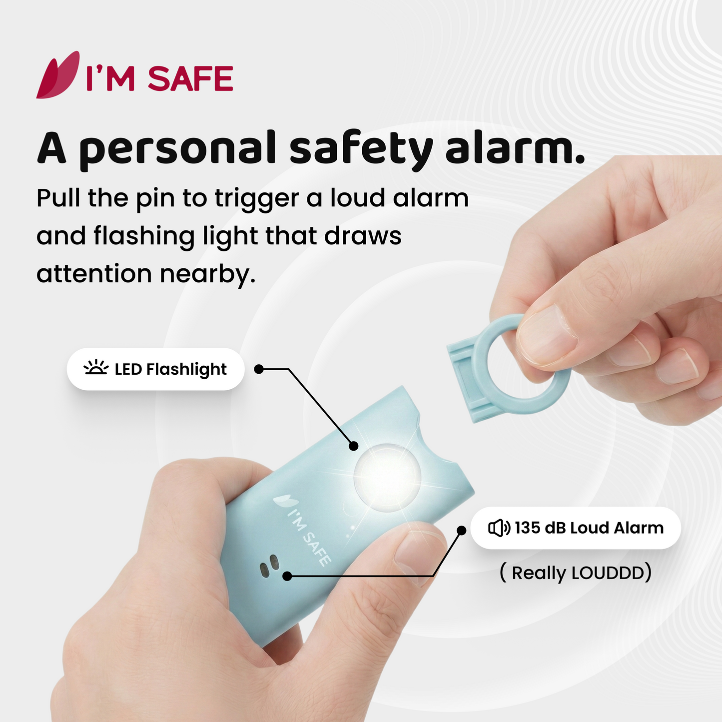 I'M SAFE Personal Safety Alarm Classic | 135 dB Loud Siren