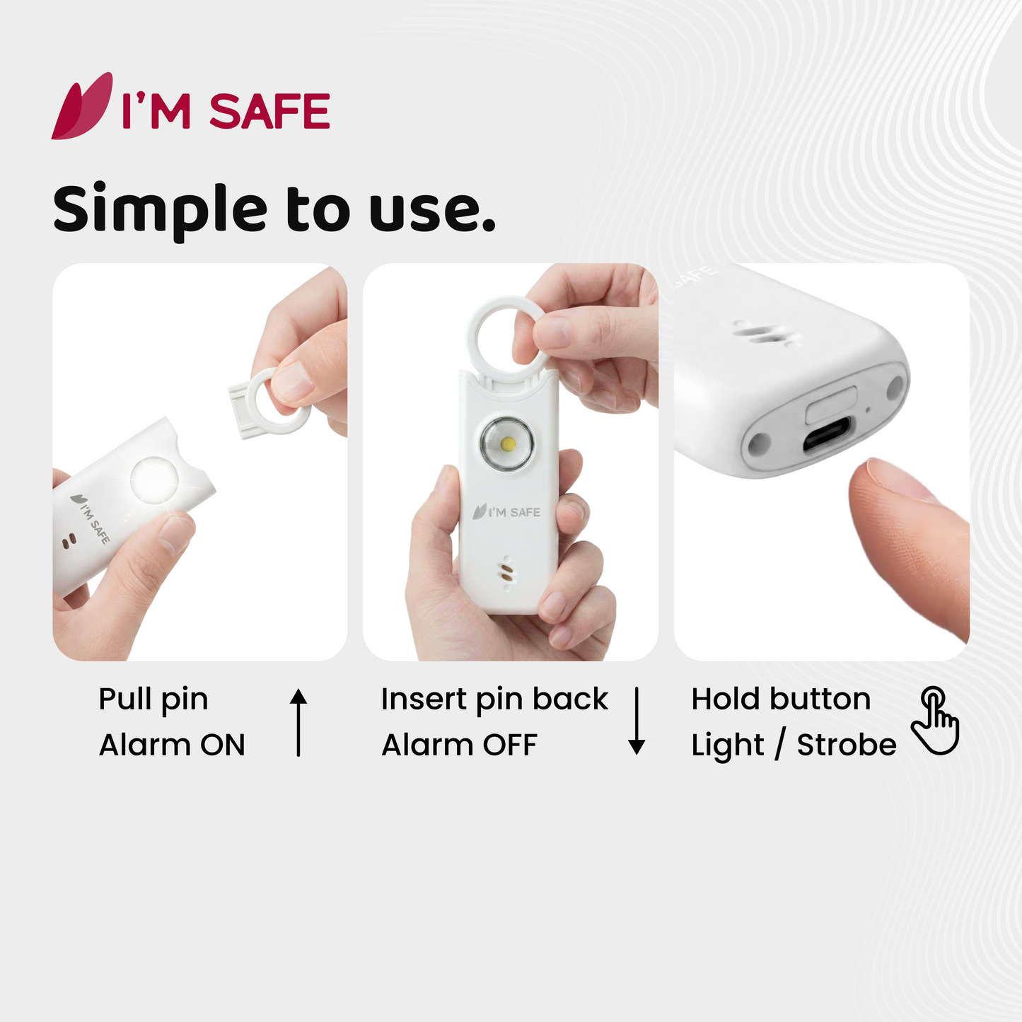 I'M SAFE Personal Safety Alarm Classic | 135 dB Loud Siren