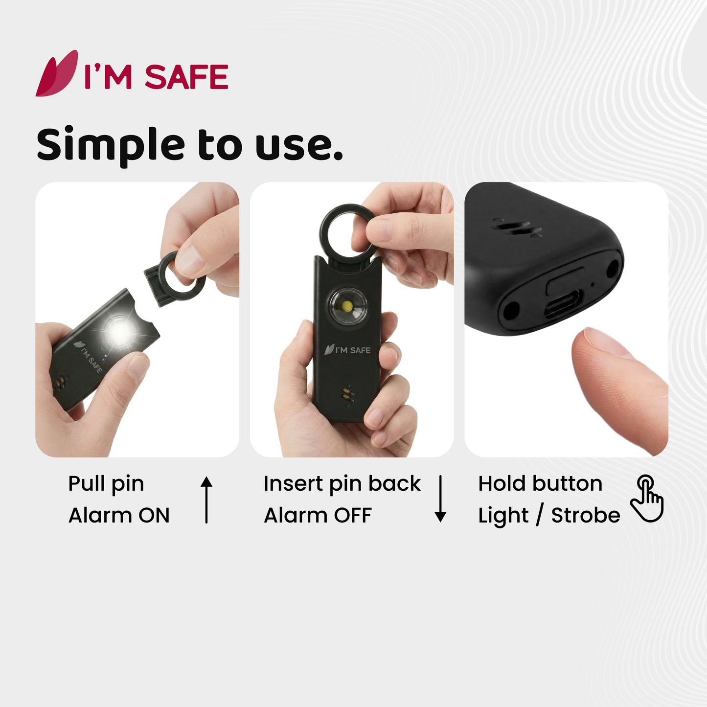 I'M SAFE Personal Safety Alarm Classic | 135 dB Loud Siren