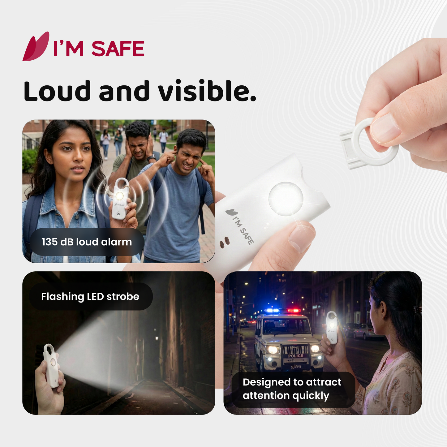 I'M SAFE Personal Safety Alarm Classic | 135 dB Loud Siren