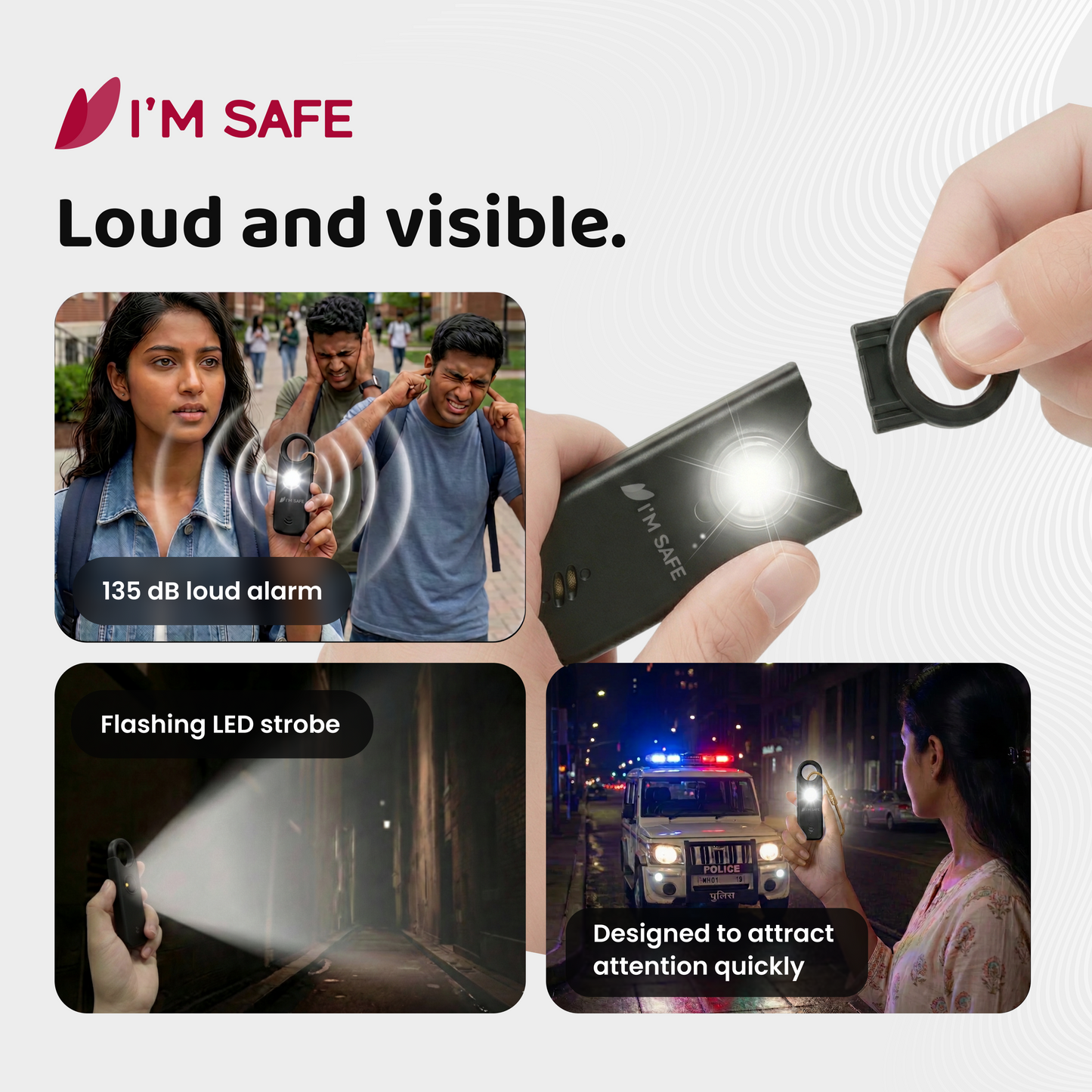 I'M SAFE Personal Safety Alarm Classic | 135 dB Loud Siren