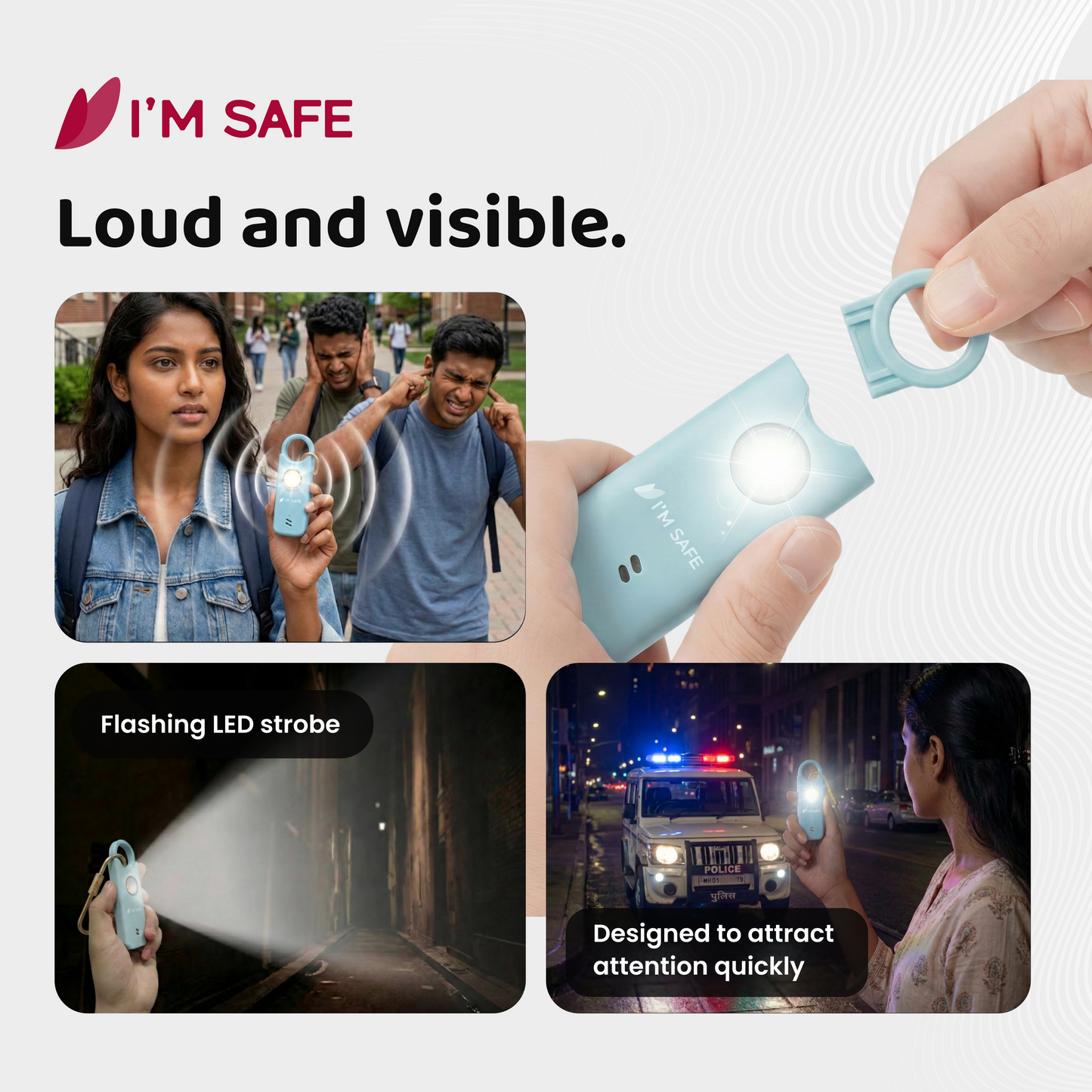 I'M SAFE Personal Safety Alarm Classic | 135 dB Loud Siren
