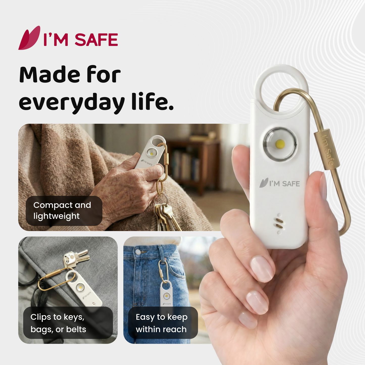 I'M SAFE Personal Safety Alarm Classic | 135 dB Loud Siren