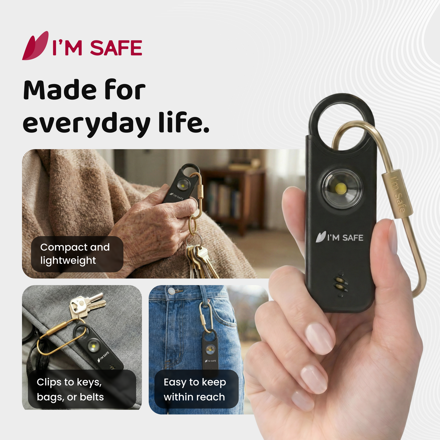 I'M SAFE Personal Safety Alarm Classic | 135 dB Loud Siren