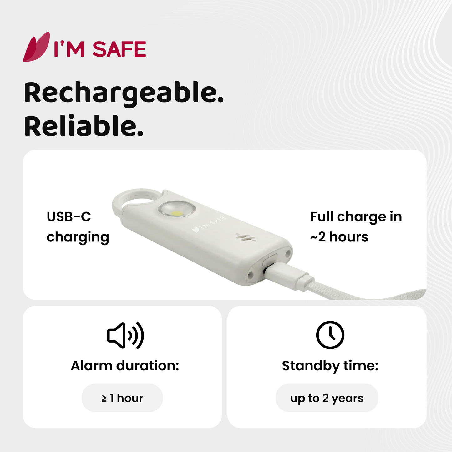 I'M SAFE Personal Safety Alarm Classic | 135 dB Loud Siren