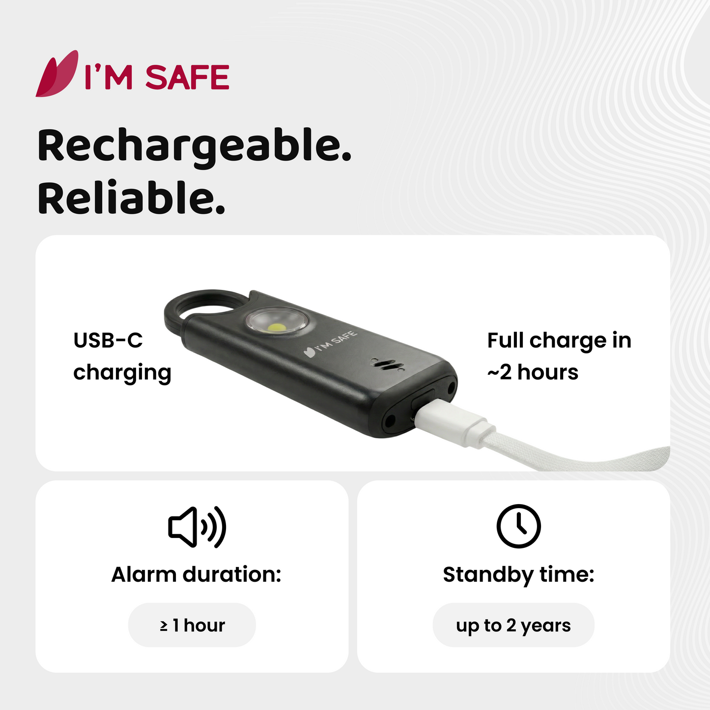 I'M SAFE Personal Safety Alarm Classic | 135 dB Loud Siren