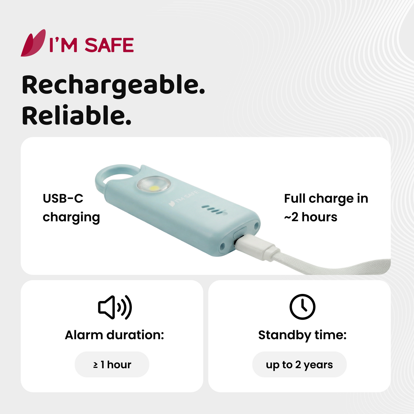 I'M SAFE Personal Safety Alarm Classic | 135 dB Loud Siren