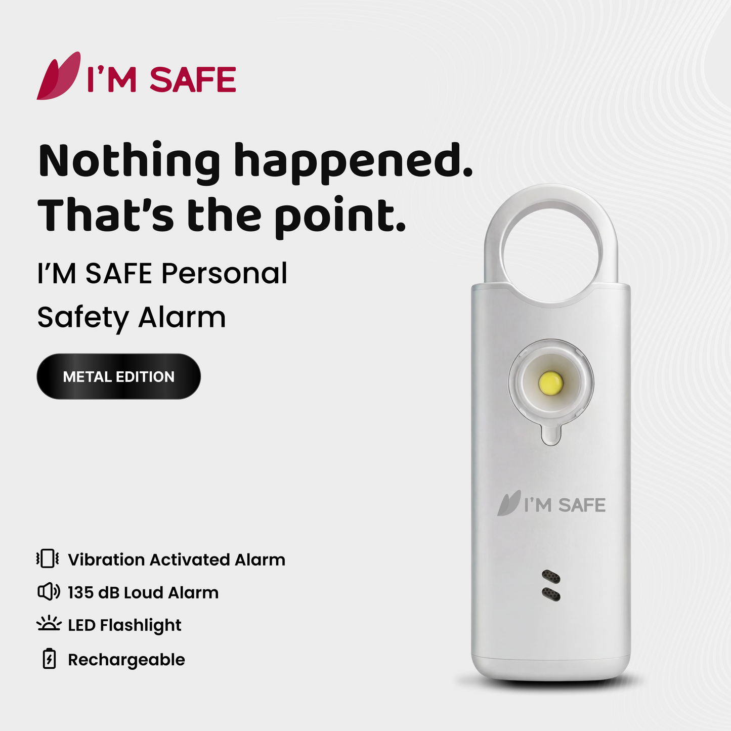 I'M SAFE Personal Safety Alarm – Metal Edition