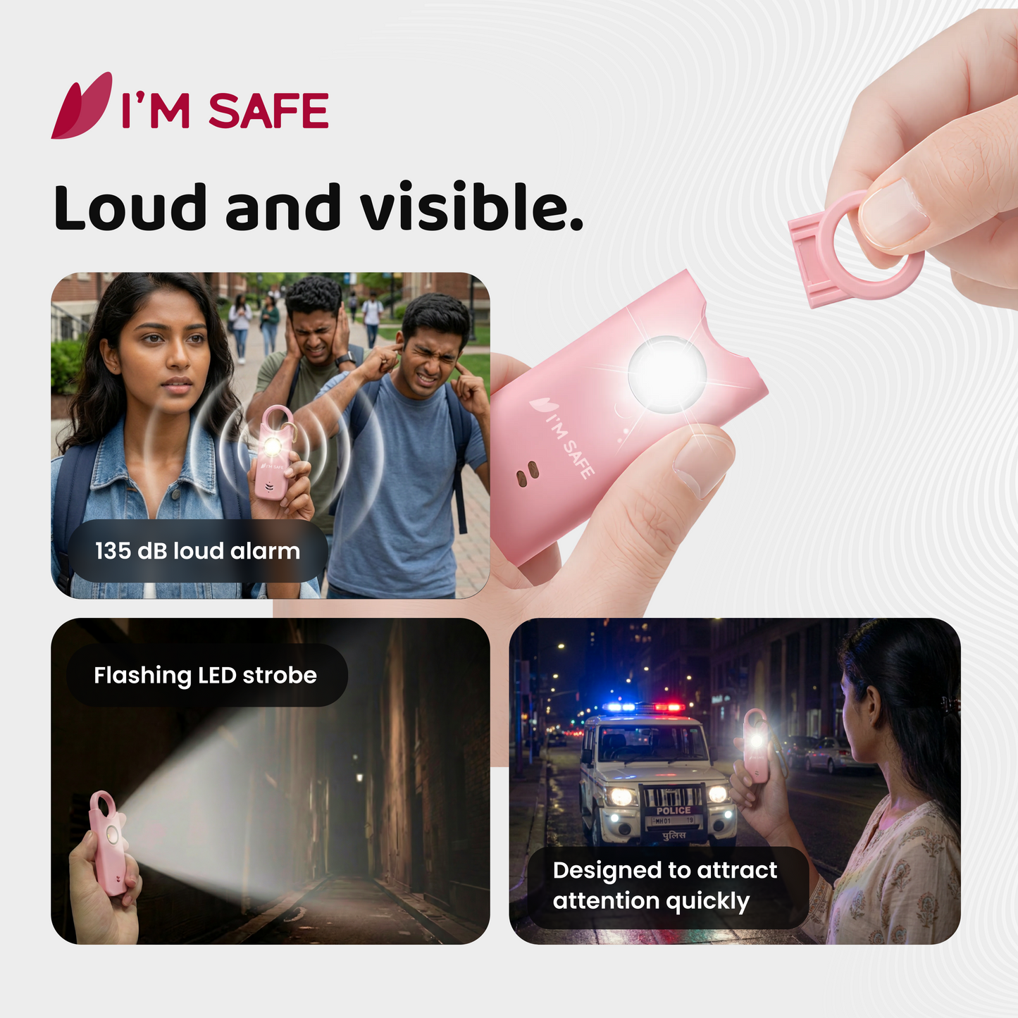 I'M SAFE Personal Safety Alarm Classic | 135 dB Loud Siren