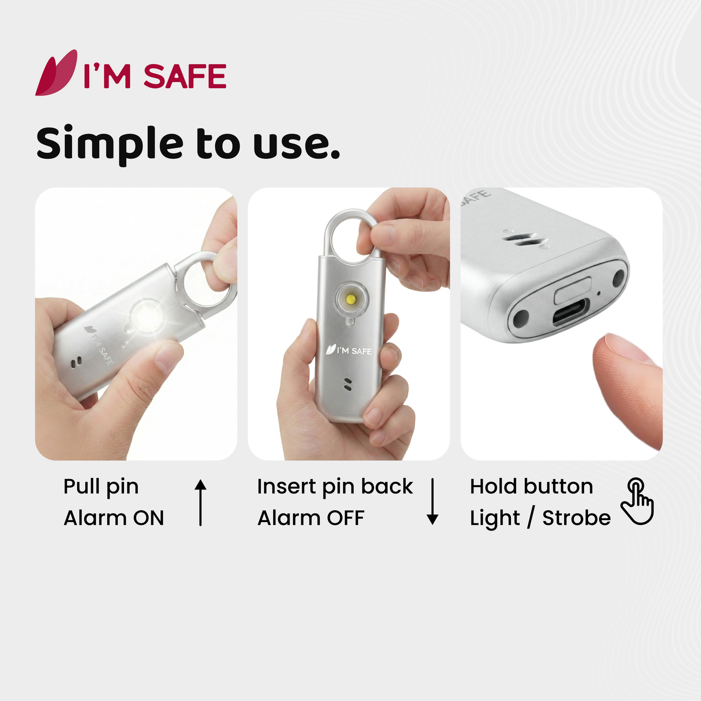 I'M SAFE Personal Safety Alarm – Metal Edition