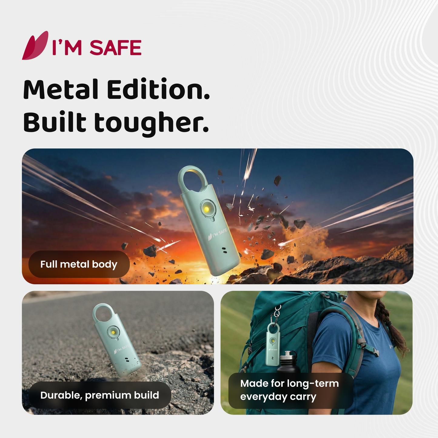 I'M SAFE Personal Safety Alarm – Metal Edition