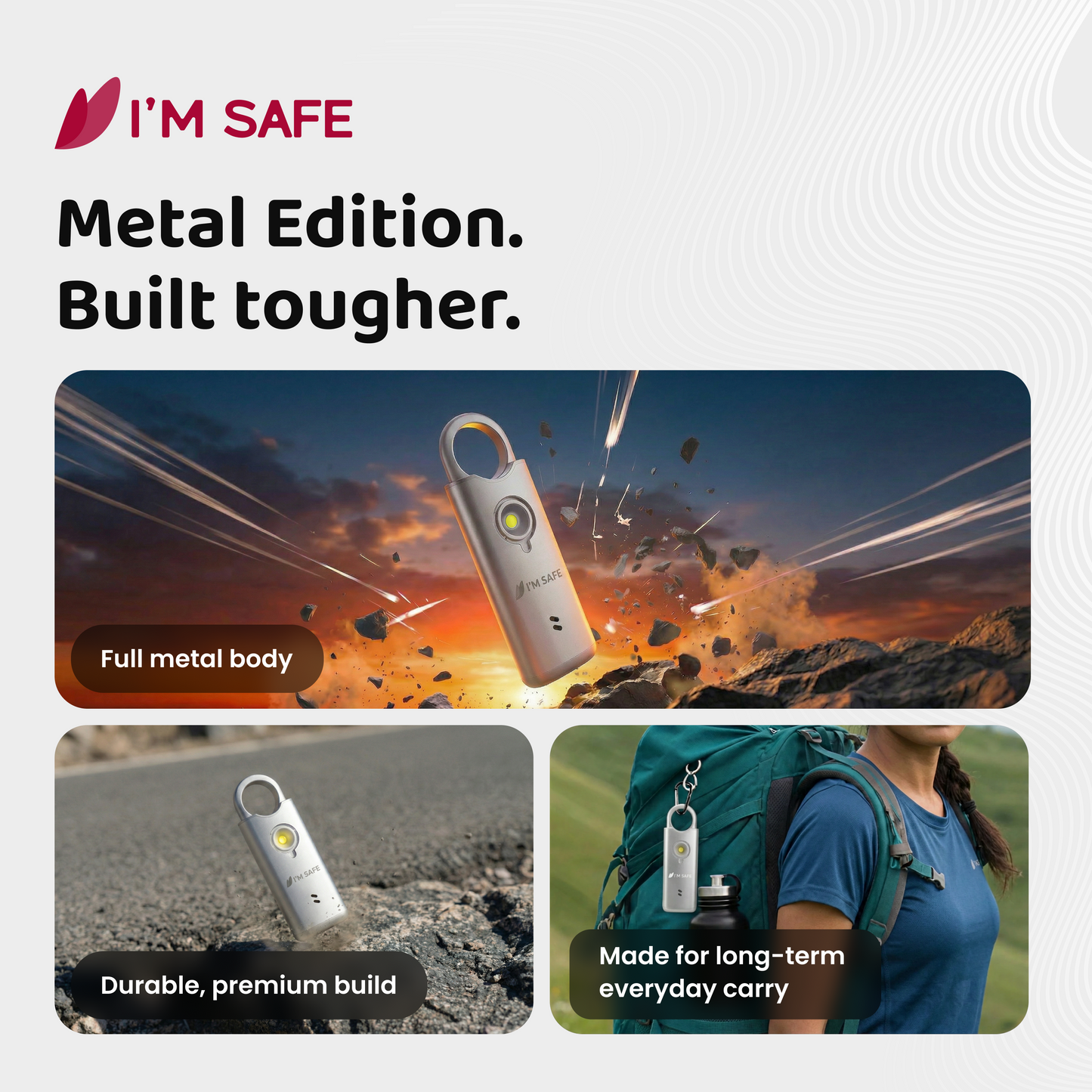 I'M SAFE Personal Safety Alarm – Metal Edition
