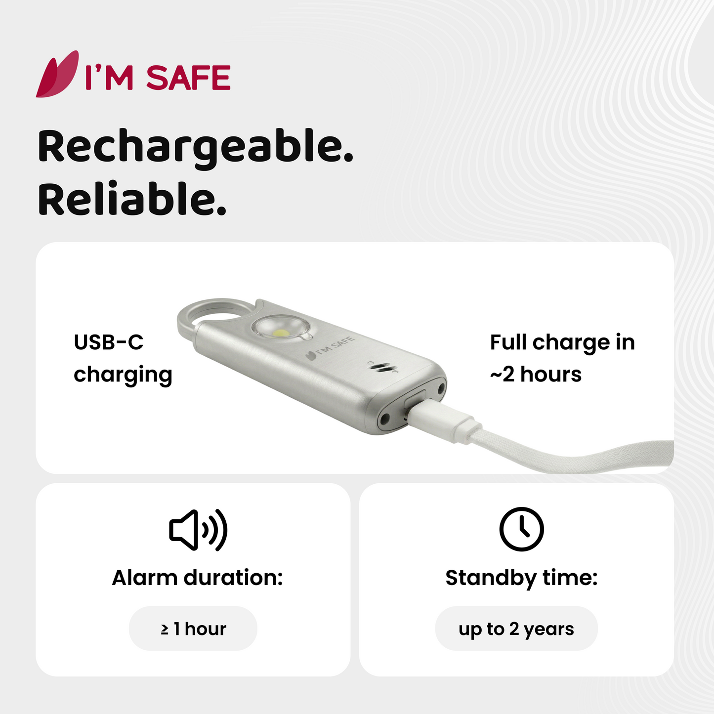 I'M SAFE Personal Safety Alarm – Metal Edition
