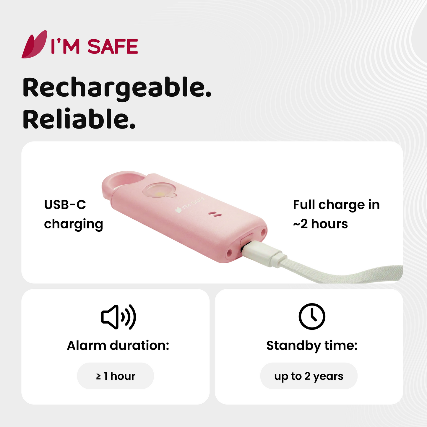 I'M SAFE Personal Safety Alarm Classic | 135 dB Loud Siren