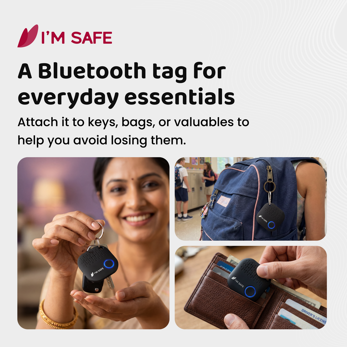 I'M SAFE Tag Classic Bluetooth SOS Button & Smart Finder
