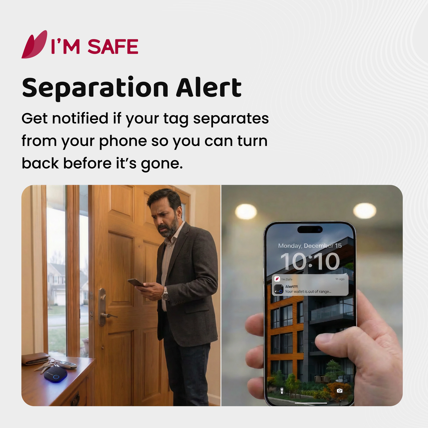 I'M SAFE Tag Classic Bluetooth SOS Button & Smart Finder