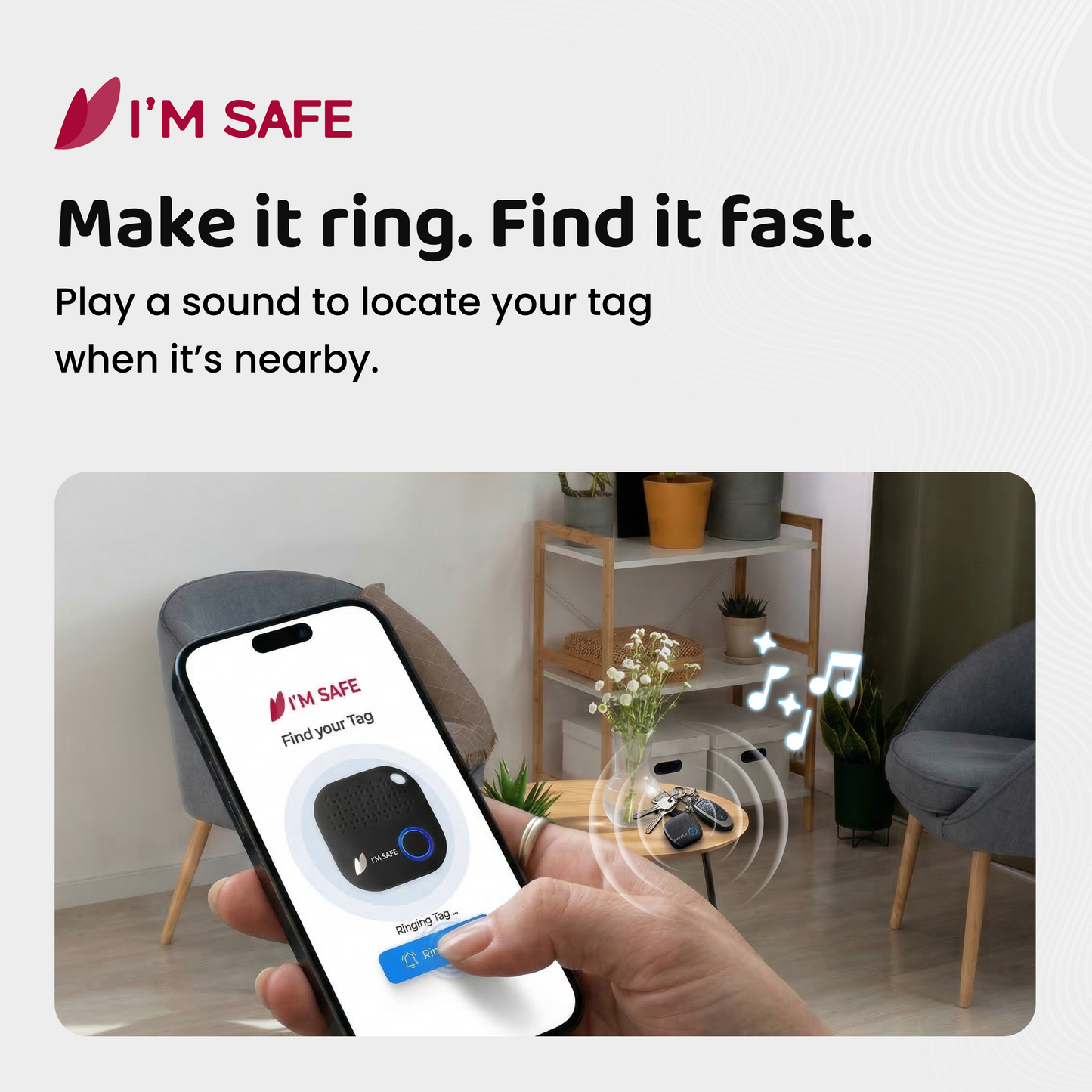 I'M SAFE Tag Classic Bluetooth SOS Button & Smart Finder