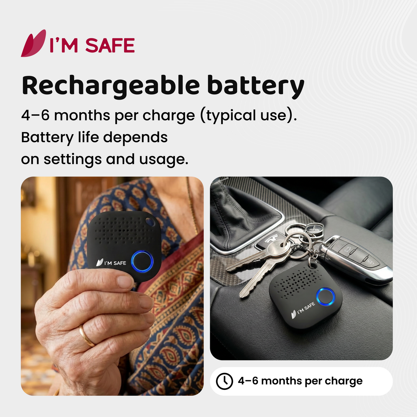 I'M SAFE Tag Classic Bluetooth SOS Button & Smart Finder