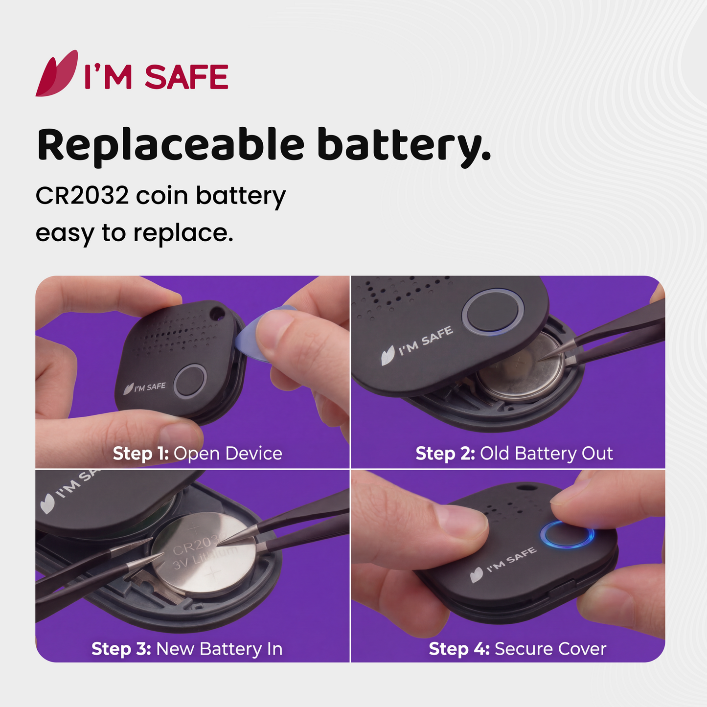 I'M SAFE Tag Classic Bluetooth SOS Button & Smart Finder